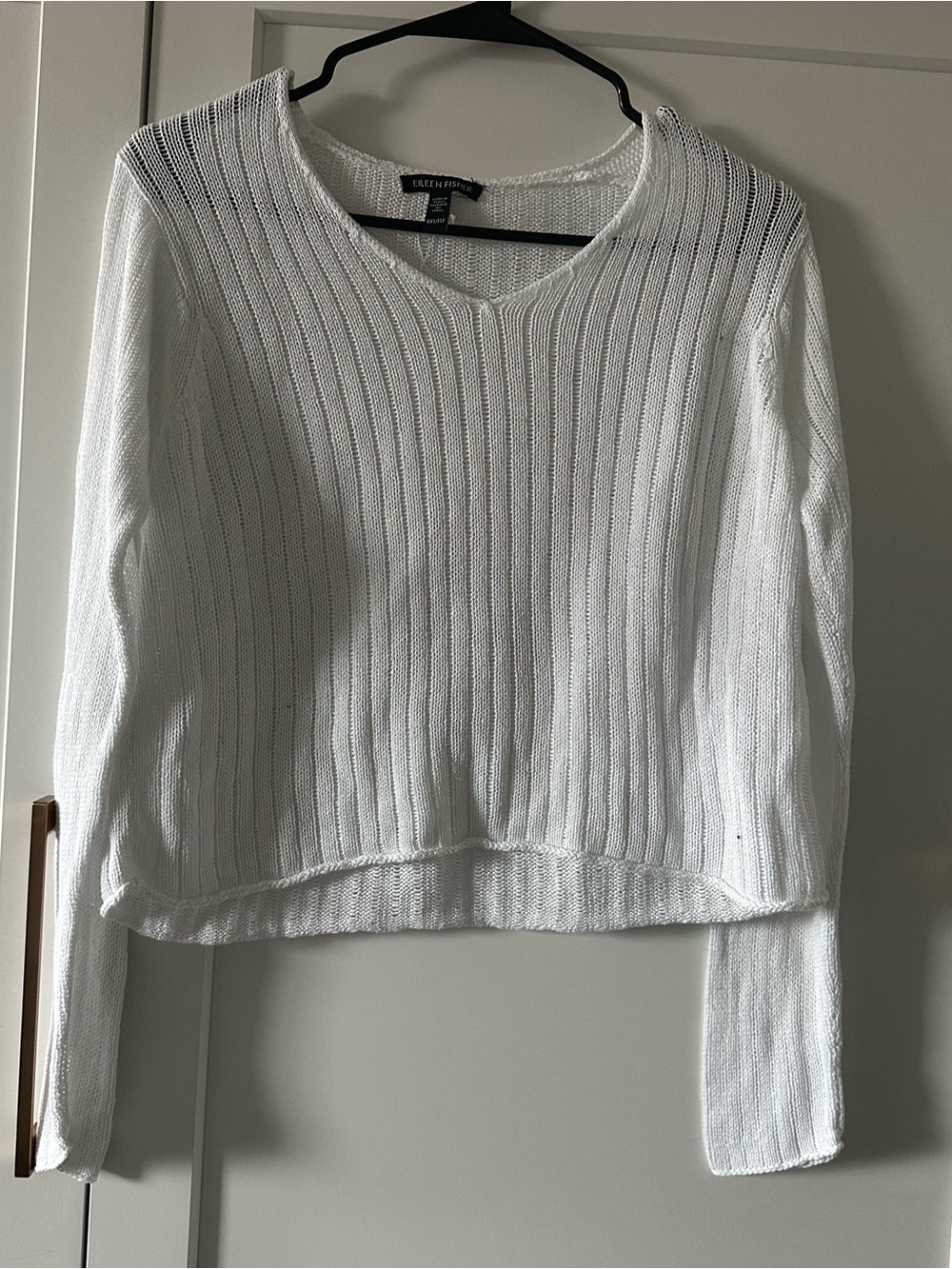Eileen Fisher White Knit Top with Textured Stitch